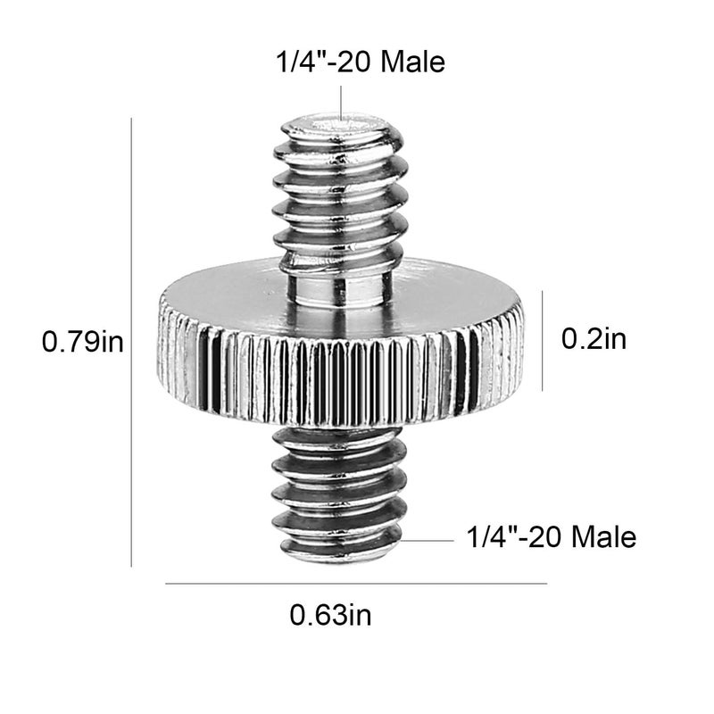 CarPro 6 Pack International Standard 1/4"-20 Male to 1/4"-20 Male Threaded Tripod Screw Adapter Standard Tripod Mounting Thread Camera Screw Adapter Converter,Precision Made - Image 3